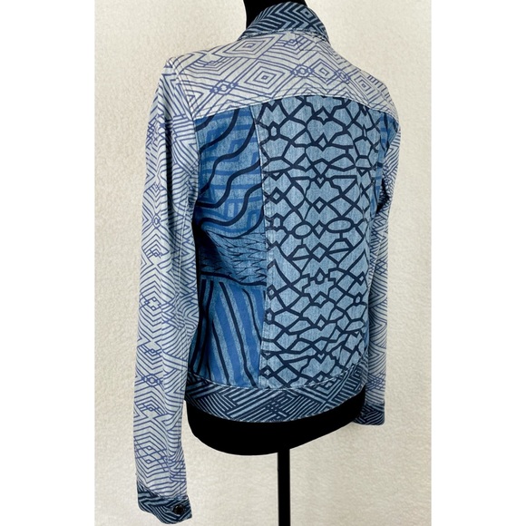 CURRENT/ELLIOTT • Mary Katrantzou Fountaine Denim Jacket w/ Contrast Mosaic - Picture 9 of 16